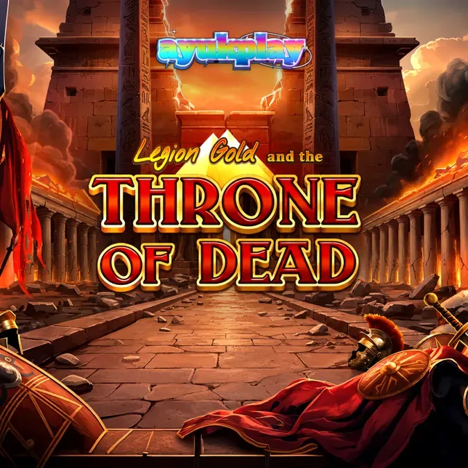 Pemandangan visual slot Legion Gold and the Throne of Dead dengan elemen Romawi dan Mesir