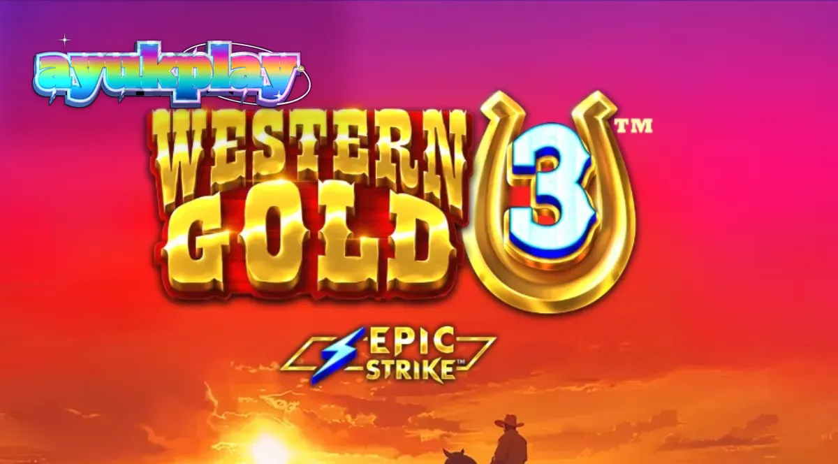 Tampilan visual slot Western Gold 3 dengan tema koboi dan latar belakang gurun.